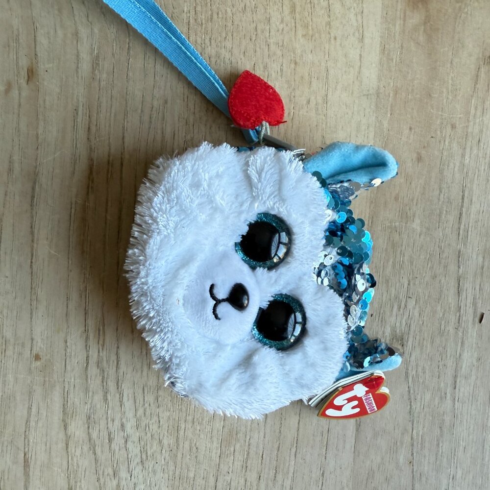 Brands New - Cute Ty plush husky Wristlet bag with sequins with tag on